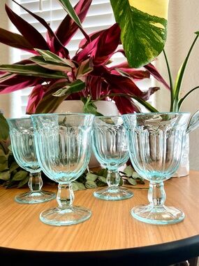 Noritake Vintage 1970’s Azure  Provincial Light Blue Stemmed Goblets - 4 Pieces